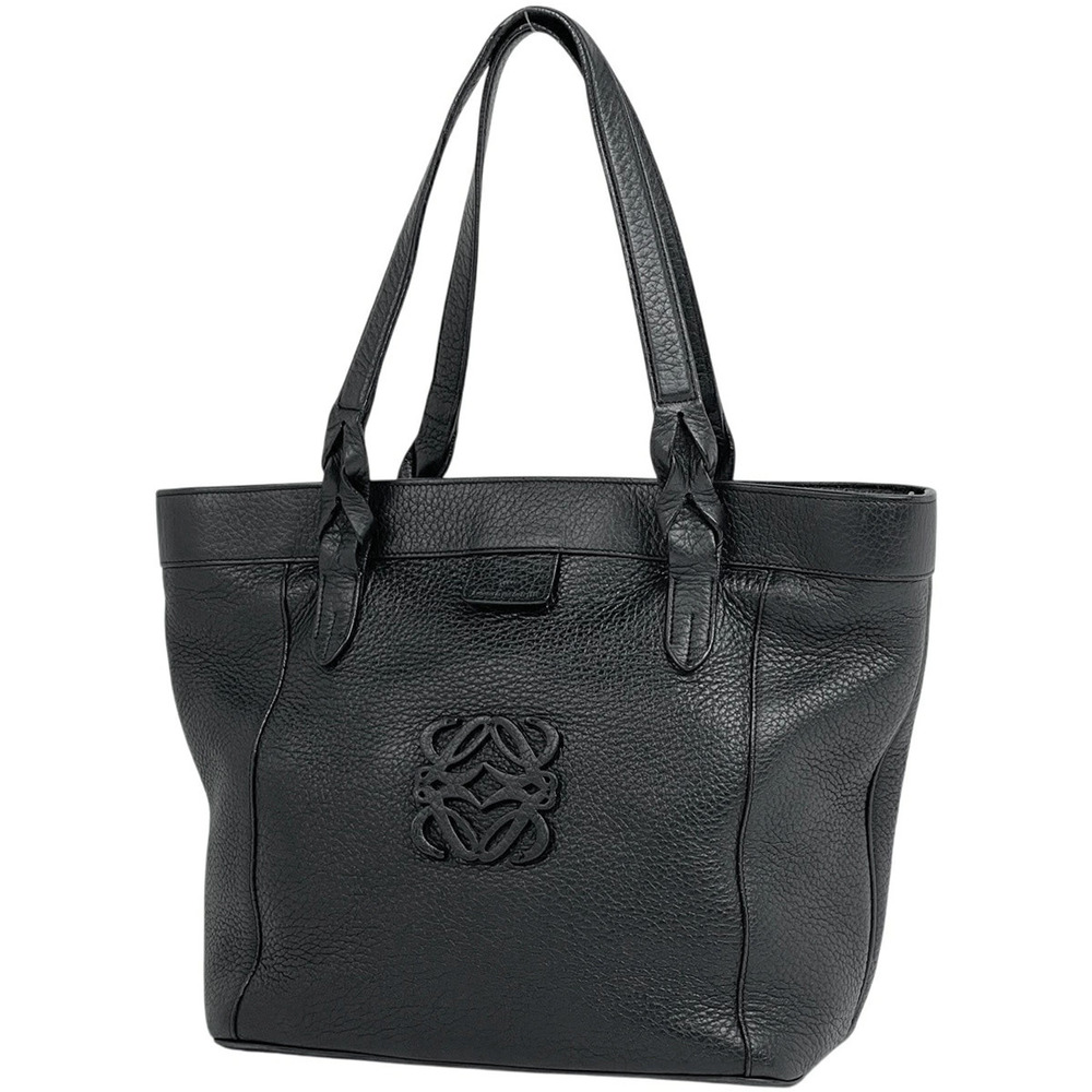 Loewe Fusta Tote Bag Anagram Leather Black